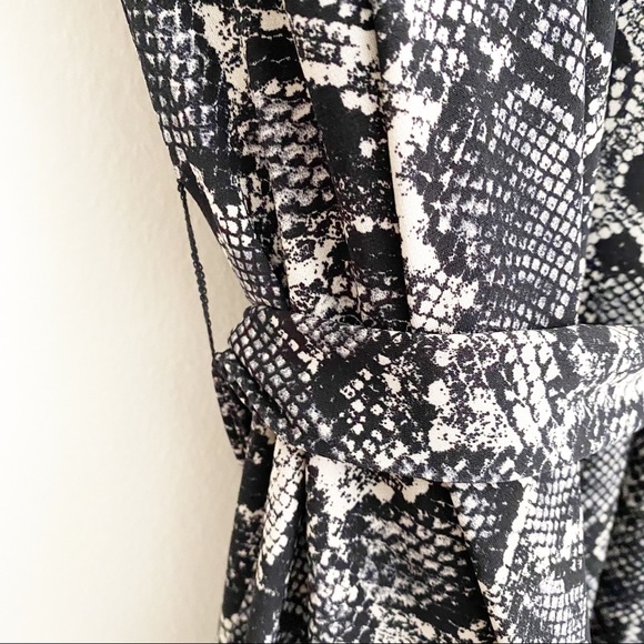 Show Me Your MuMu Geller Mini Tie Swing Dress Python Black Cream XS NWT - Picture 8 of 14